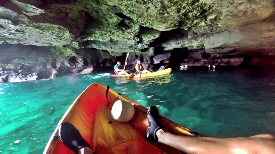 Mogán: Guided Kayak to Caves and Snorkeling Tour - Volcanic caves by kayak, plus the cliff-jump option